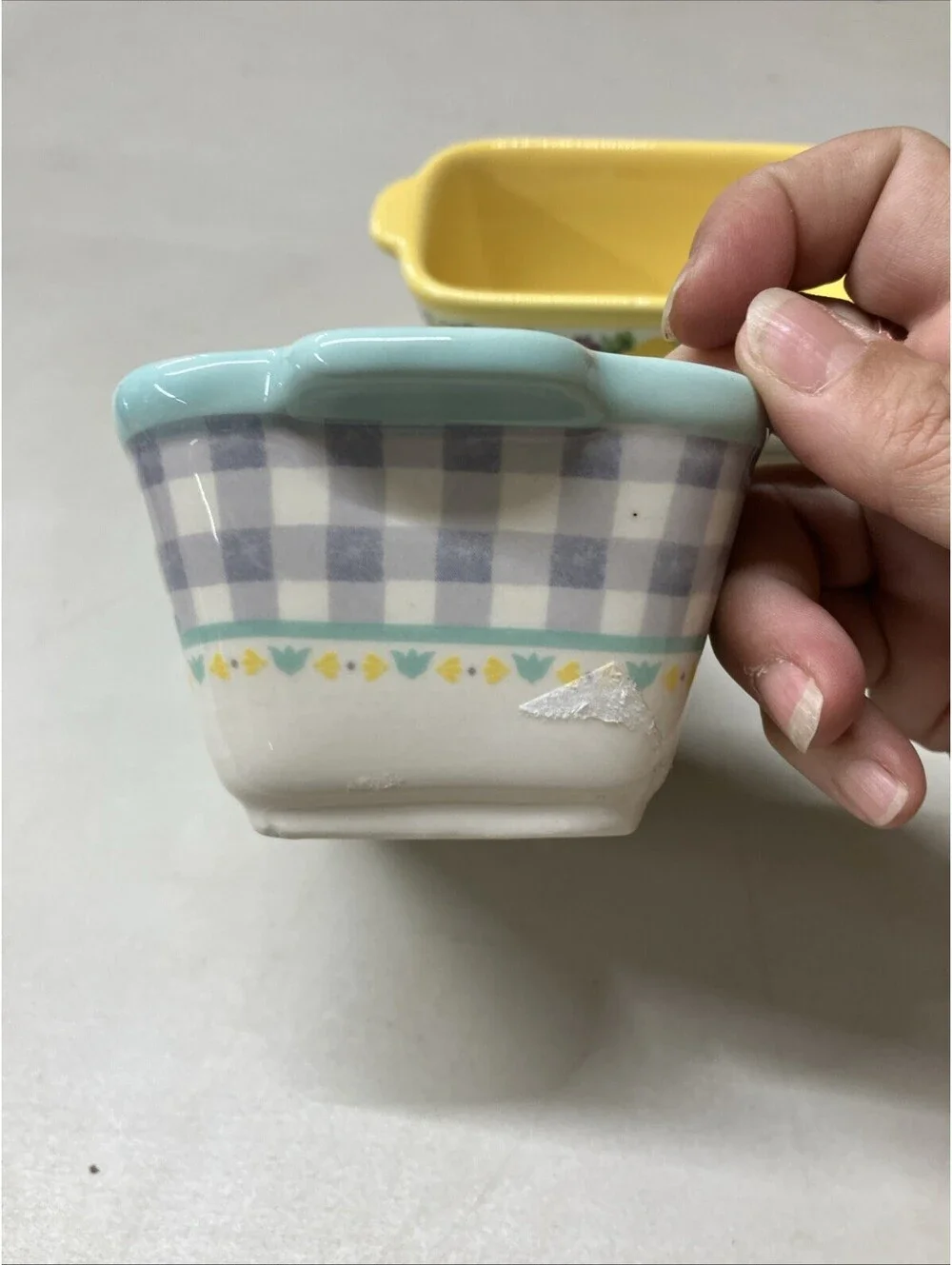 The Pioneer Woman Mini Loaf Pans Ceramic Set of 2 Floral Yellow Teal Stoneware